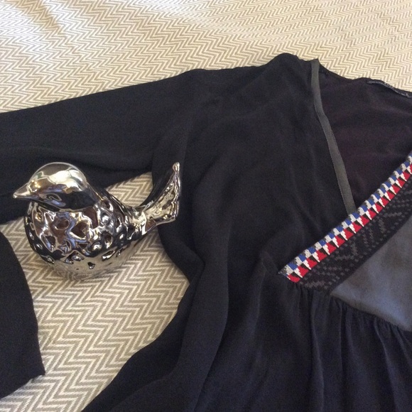 Zara black top with sweater knit trim - Picture 2 of 4